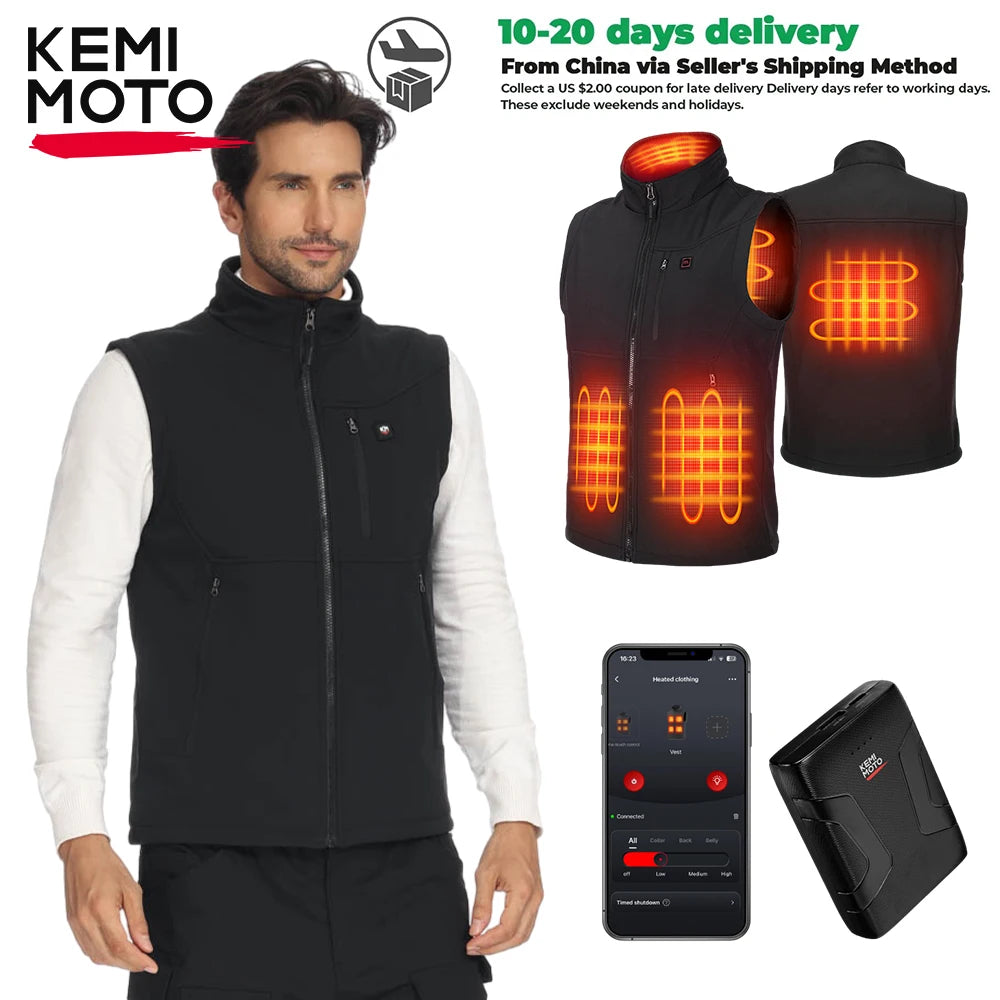 KEMiMOTO Heated Vest with 10000mAh Battery, 6-Zone Warmth